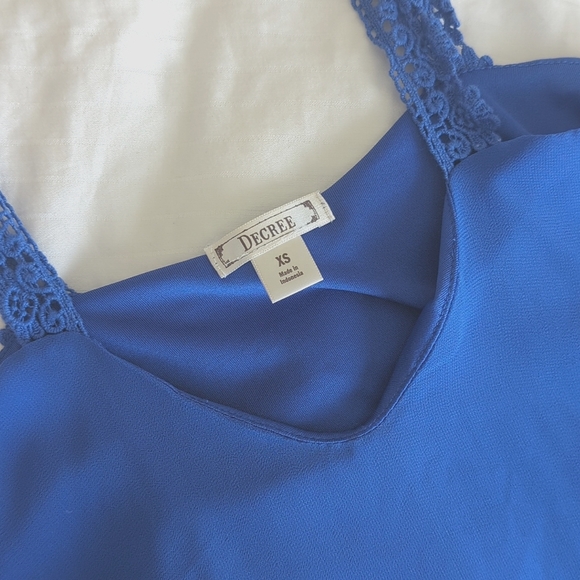 Decree Royal Blue Simple Flowy Loose Tank Top XS - Picture 2 of 6